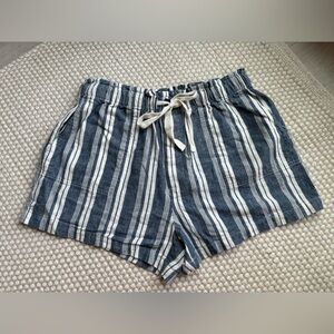 3/$25 FOREVER 21 | Linen Blend Blue & White Striped Drawstring Shorts Size M